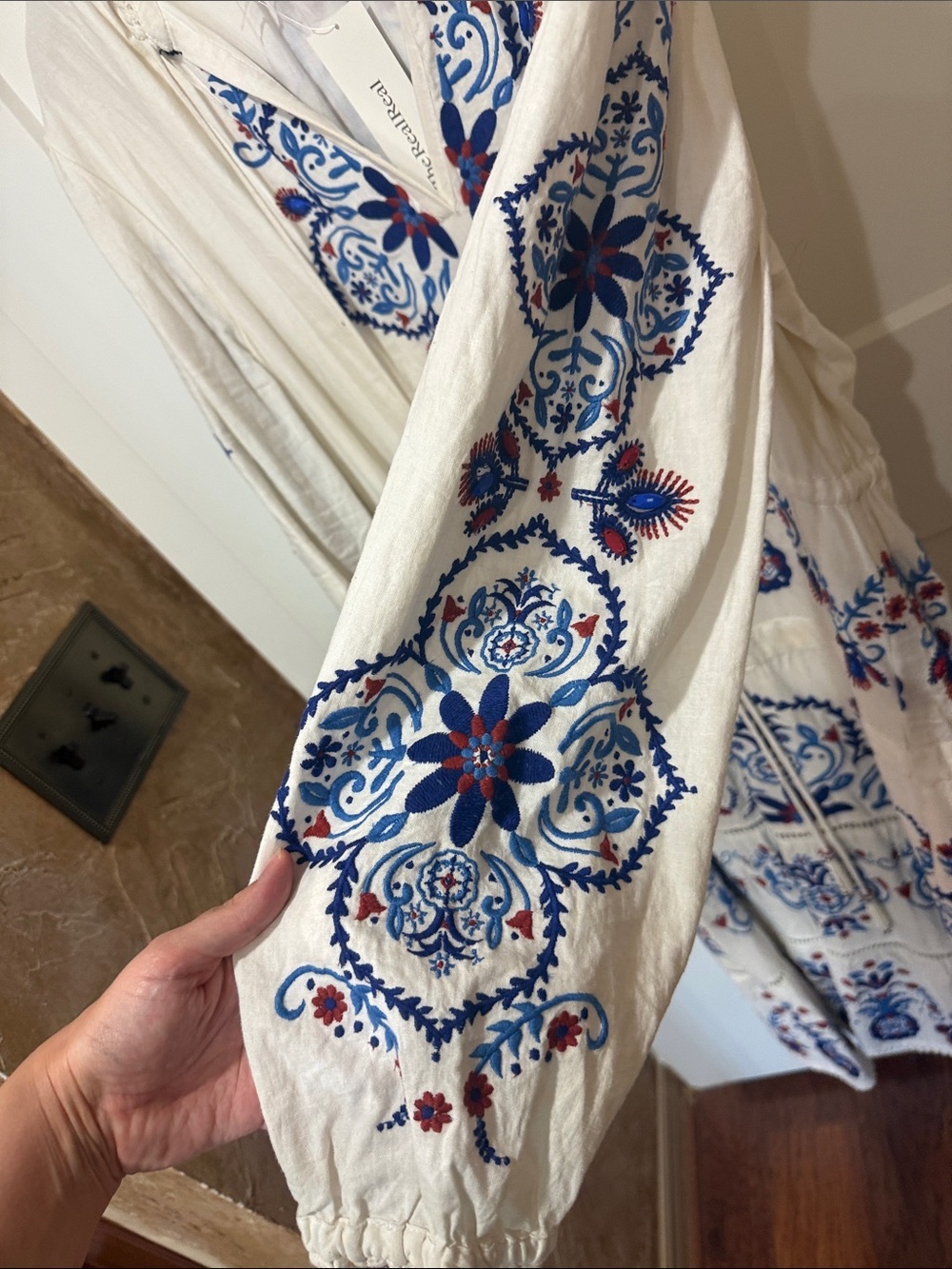 FARM Rio White Maxi Dress with Blue and Red Embroidery - Picture 8 of 12